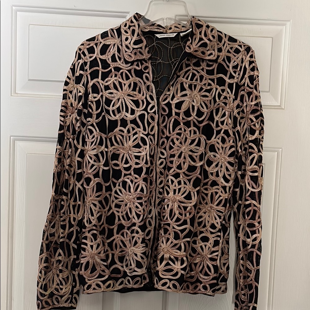 Elegant Black and Pink Floral Jacket